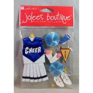 Cheerleading 3D Scrapbook Stickers Blue White Pom Poms JB064 EK Success